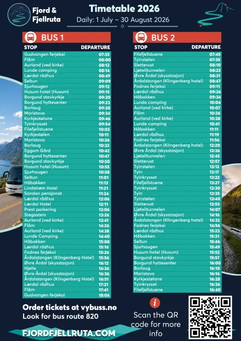 Fjord og Fjellruta - timetable 2026